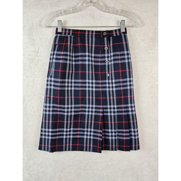 Vintage Burberrys Of London Wool Plaid Skirt Size M